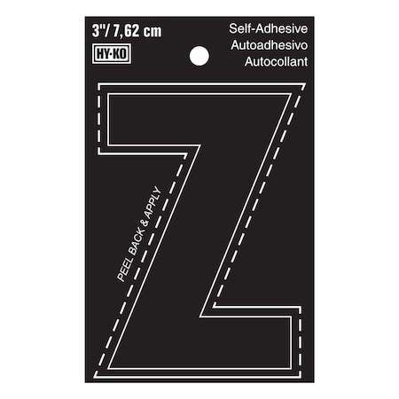 Hy-Ko 3In Black Vinyl Letter Z, 10PK A30436